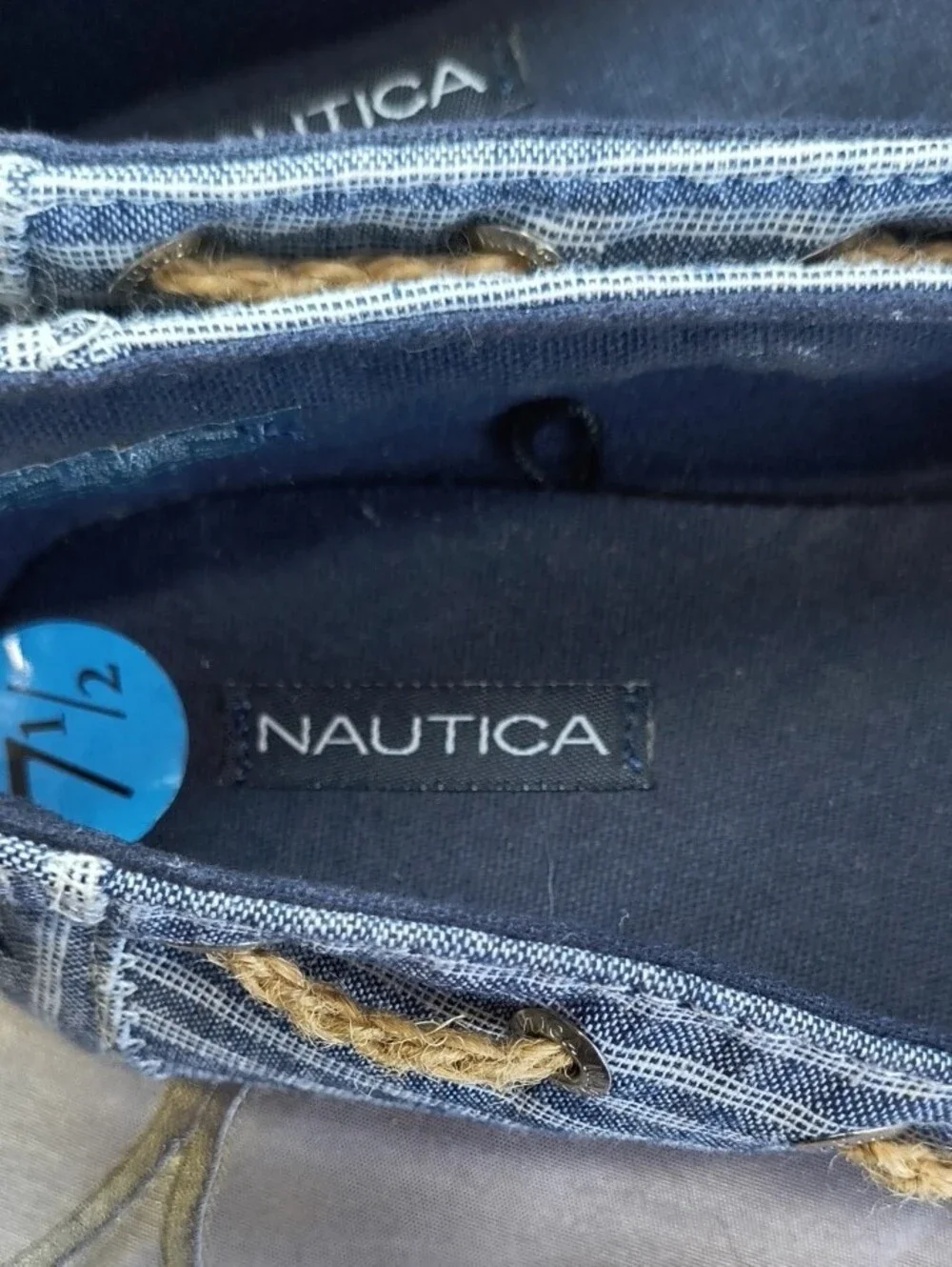 Nautica Blue and White Striped Slip-On Espadrille AB
